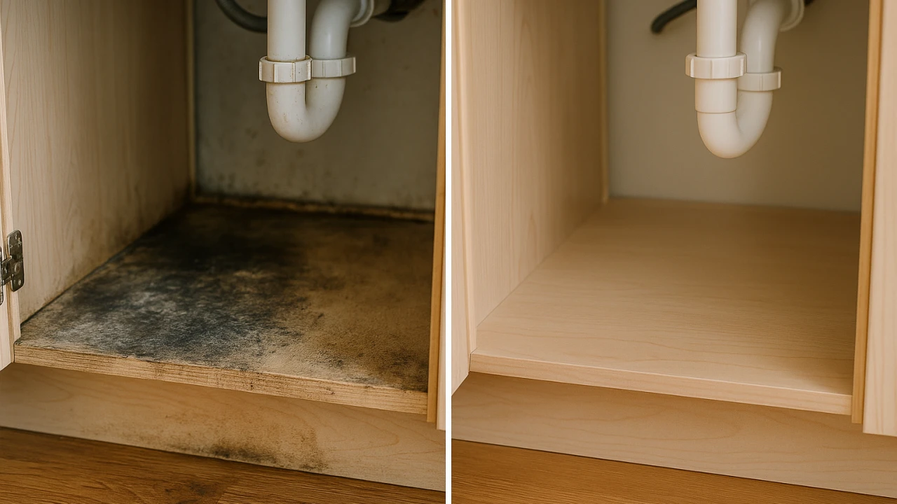 Mold around a bathroom shower and ceiling corner