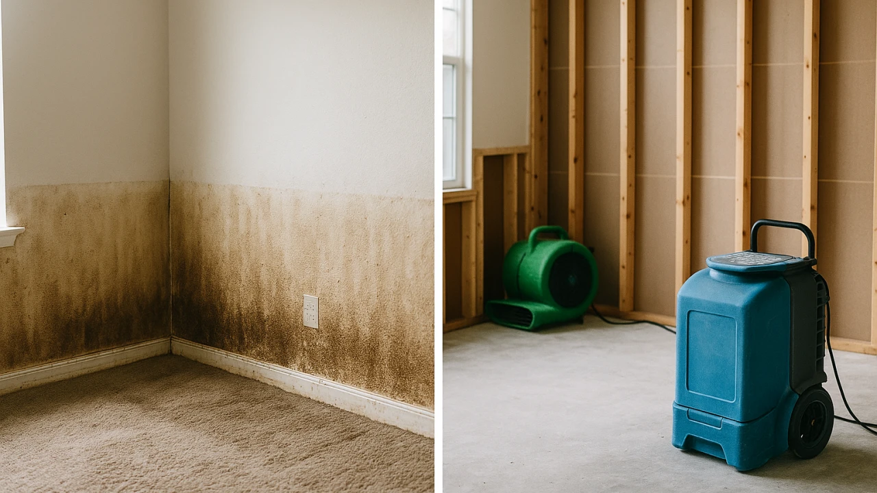 A technician extracting water from a flooded Katy home floor